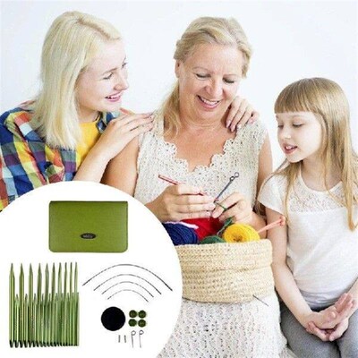 10Pairs Aluminum Circular Knitting Needle Set with Leather