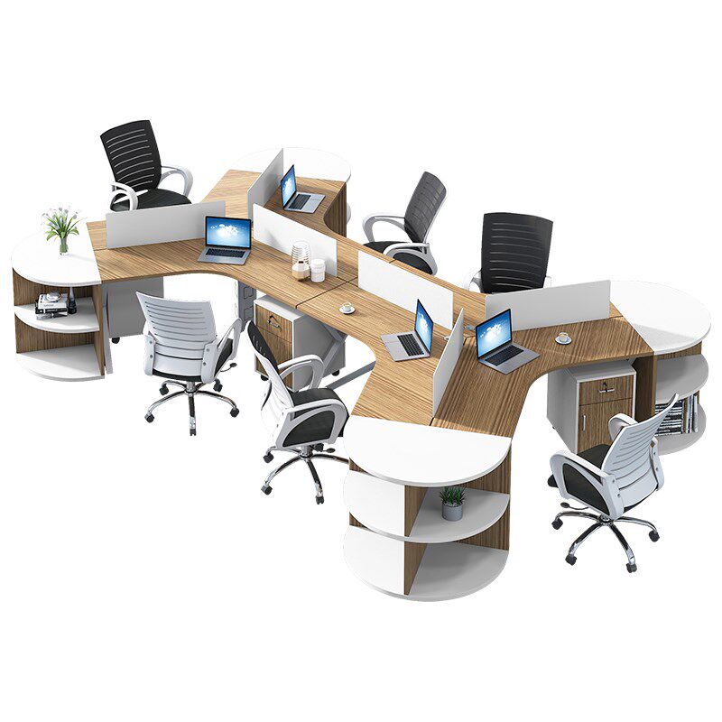 创意职员办公桌半圆设计师环形多3六/人位员工工位屏风桌椅