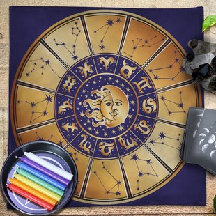 塔罗牌桌布推牌布塔罗布星座布绒布水晶布日月星表情图案背景布