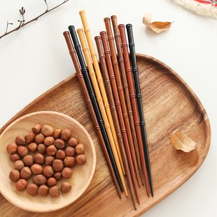 出口原单高档家用五色五木筷子创意中式竹节尖嘴筷复古不同颜色