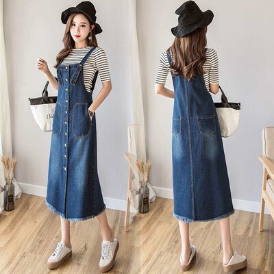 S-5XL Spring n Summer New enim Strp ress Loose Slimming ll-m