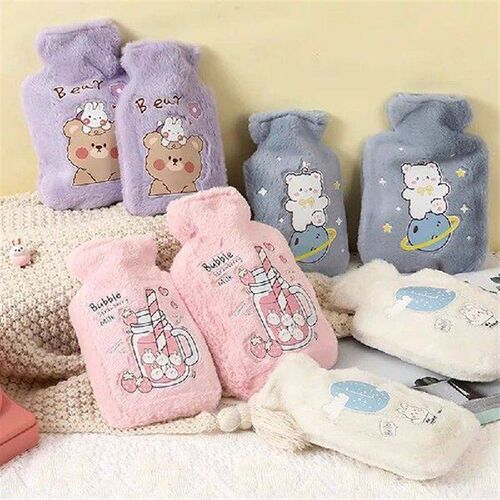 500ML Soft Plush Hot Water Bottle Winter Hand Warmer Cute