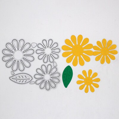 Metal Cutting Dies 4 Pcs Chrysanthemum and leaf DIY Scrapboo