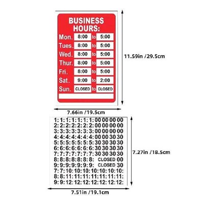 2 Pcs Decal Stickers Business Hours Opening Sliding Doors