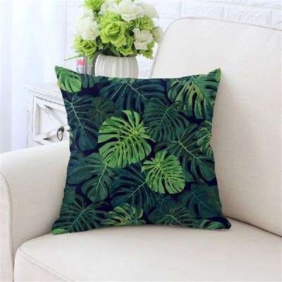 Green Leaf Sofa Cushion Cover Tropical Rainforest Summer