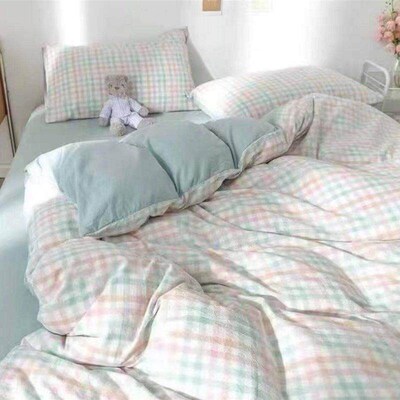 plain bed linen cover pillow student bedding set sheet case