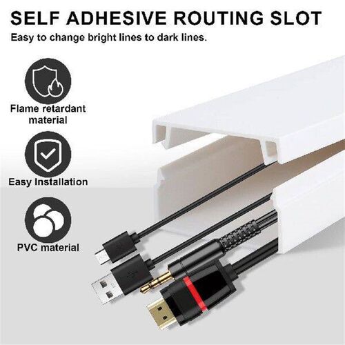 10Pcs Cord Hider 157inch Cable Cover Raceway Kit PVC White