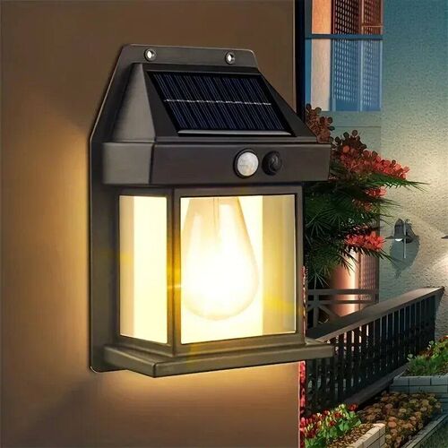 4PCS Solar Wall Sreet Lamp Waterproof Warm Light With Sensor