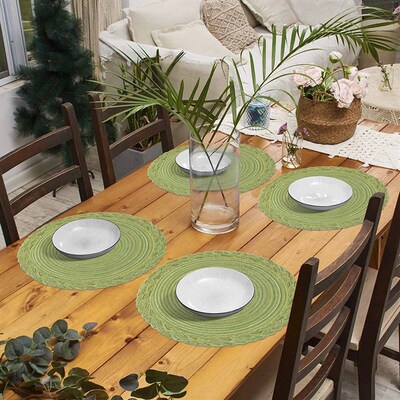 4PCS Round Table Mats Woven Placemats Heat Insulation Mat Di