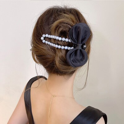 New Elegant Mesh Pearl Hairpin Super Fairy Catch Clip For Wo