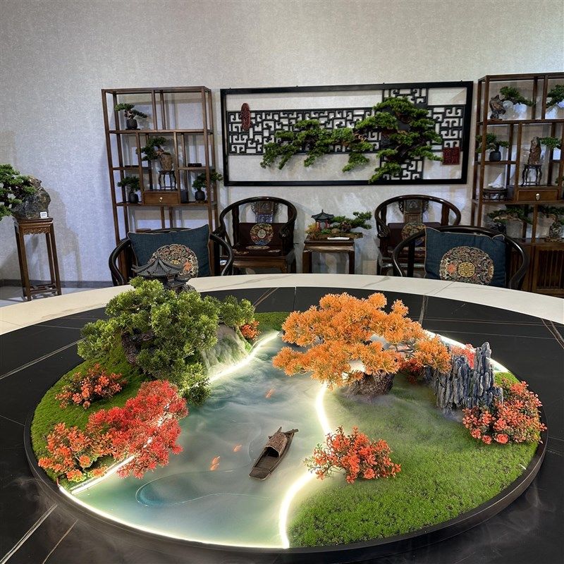 餐桌中间摆花喷雾化流水灯光遥控桌摆转盘花摆圆桌芯装饰盆景花瓶,家居饰品,餐桌花艺,淘宝优惠券,粉丝福利购,淘宝优惠卷