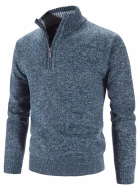 Autumn Winter Thick Knitted Sweater Men Pullovers Solid Colo
