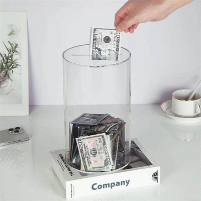 Acrylic Piggy Bank Transparent Money Bank Round Bank Box Del