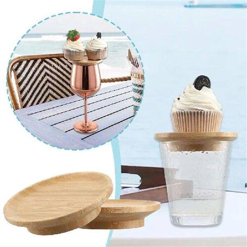 Wine Glass Charcuterie Topper Round Bamboo Wine Glass