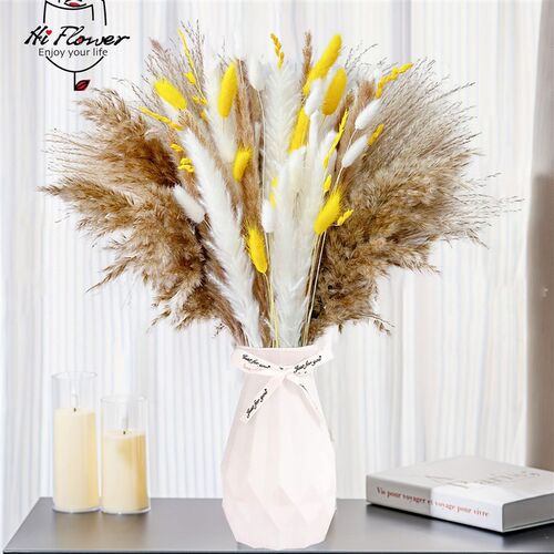 Fluffy Pampas Dried Flower Bouquet Floral Home Vase