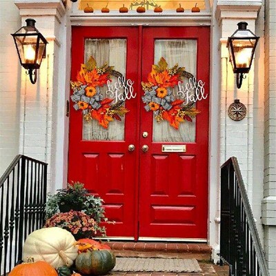 40cm Maple Leaf Pumpkin Wreath Handmade Artificial Pumpkin