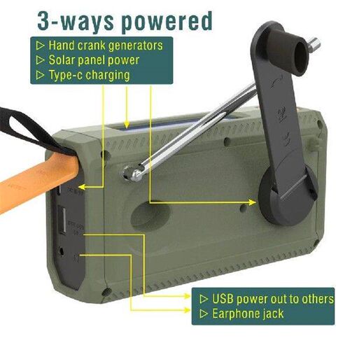 Portable DAB FM Radio Solar Hand Crank Generator Emergency