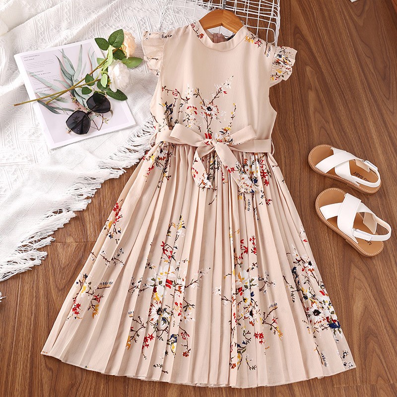 Kids Floral Print Dress for Girls 2023 New Summer Child O Ne图片