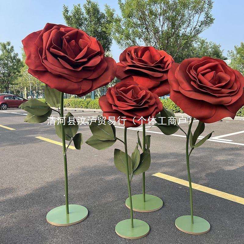 婚庆巨型立体玫瑰纸花艺婚礼大玫瑰道具美陈摆件网红橱窗布置装饰