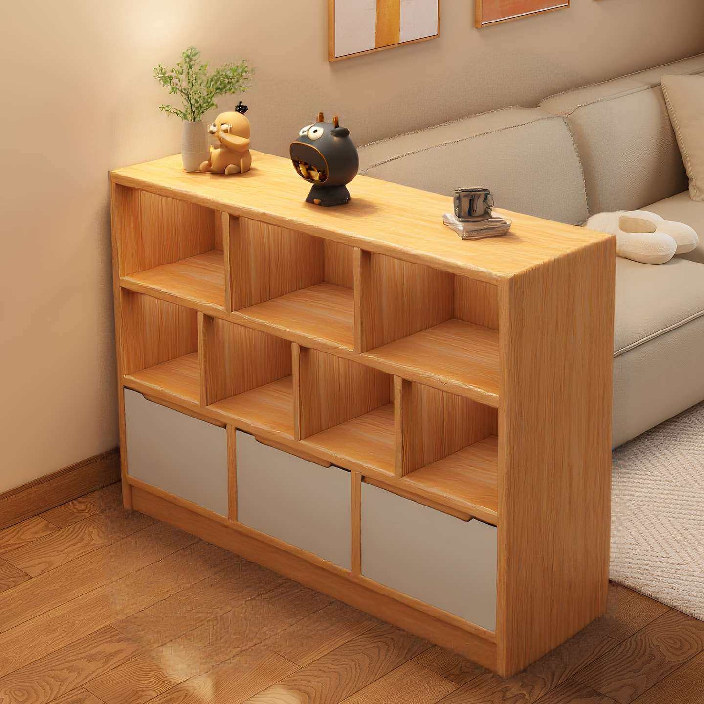 书柜储物柜一体靠墙沙发隔断柜客厅玄关柜中古风柜子置物柜收纳柜,3C数码配件,其它配件,淘宝优惠券,粉丝福利购,淘宝优惠卷