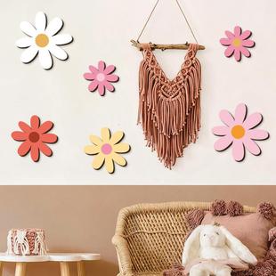 波西米亚雏菊墙装饰墙艺术白色花朵标志木质挂牌农舍客厅装饰挂牌