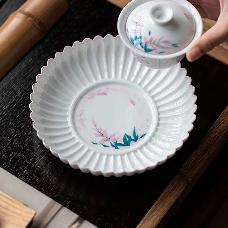 明泉茶斋纯手绘紫藤花壶承陶瓷家用干泡台盖碗茶壶托盘茶承茶托茶,3C数码配件,其它配件,淘宝优惠券,粉丝福利购,淘宝优惠卷