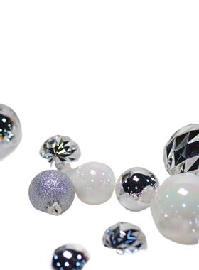 68圣诞节装饰品圣y球4+6c圣m白色银色组诞合诞树挂饰挂件di布置