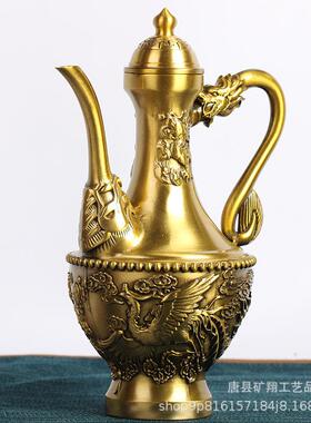 销售龙茶壶做旧藏仿古金属铜饰制造黄色居古玩收家410装品