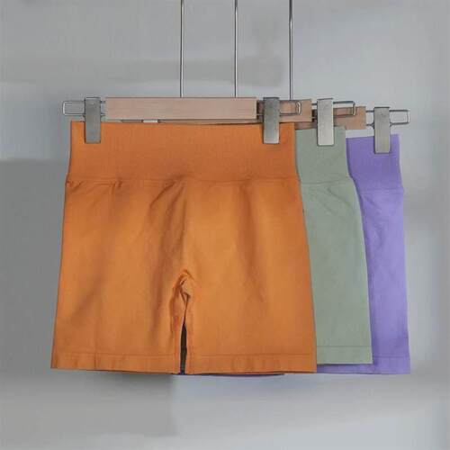 Seamless high elastic fitness shorts nude ice silk high