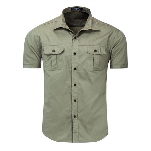 Short sleeved shirt military style outdoor shirt mens