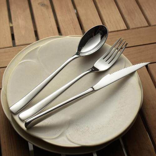 Square Handle Mirror Cutlery Set Stainless Steel Knife Fork