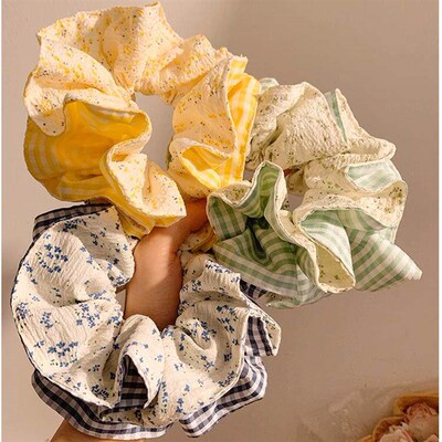 Korean-style Plaid Floral Tight Waist Intestinal Circle