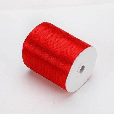 Large red satin ribbon, handcrafted wedding red silk ribbon,