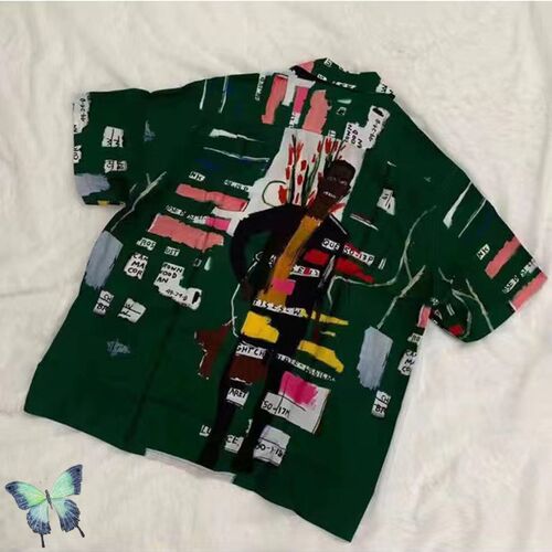 Hip Hop Green Men Women Fashion Short Sleeve Single Breasted