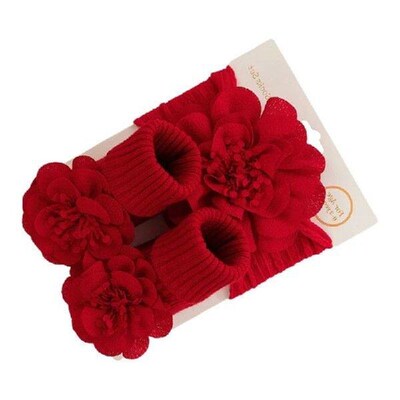 Flower Headband and Socks Set for Baby 0-1Y Antiskid Floor