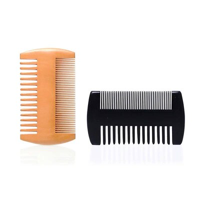 Beard Comb Kit Wooden Comb Leather Case Beard BrushMen Women