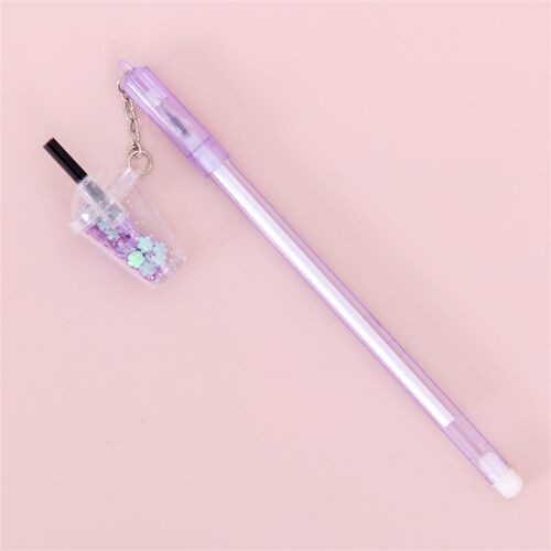 Transparent Stem Milk Tea Cup Shaped Glitter Pendant Cute Ne