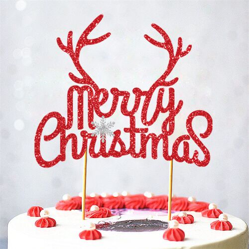 Christmas Cake Topper Party Decoration Glitter