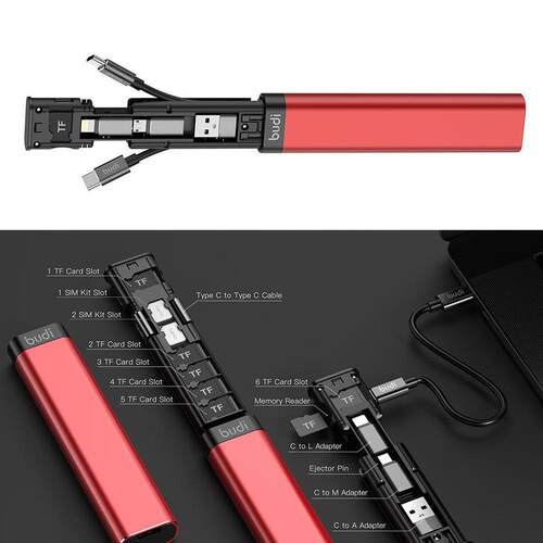 Red/Black BUDI multifunctional data cable conversion head un