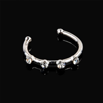 Nose唇钉鼻环鼻钉无洞夹nose ring 印度With diamond Circle 银色
