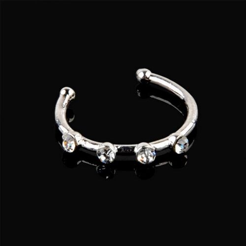 Nose唇钉鼻环鼻钉无洞夹nose ring 印度With diamond Circle 银色