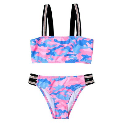 Camouflage Print Girls Kids Swimwear 2022 Summer Kid Bikini
