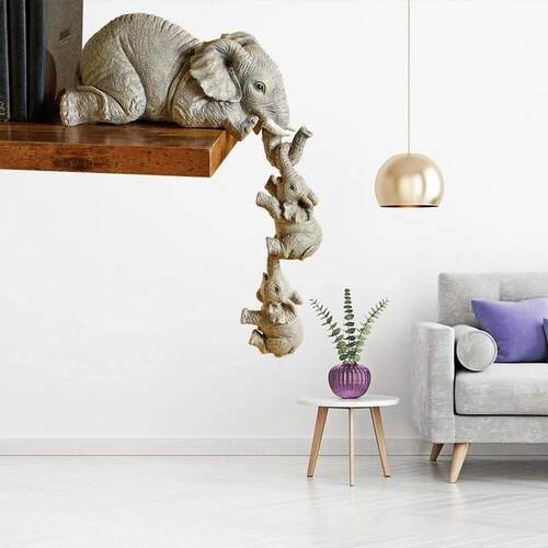 3pcs/set Cute Elephant Figurines Elephant Holding Baby Eleph