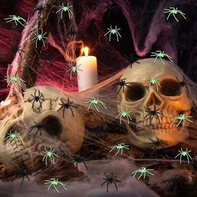 50-100Pcs Halloween Luminous Spiders Scary Trick Spider Indo