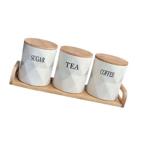 3x Airtight Kitchen Canister Kitchen Jar Tea Organizer