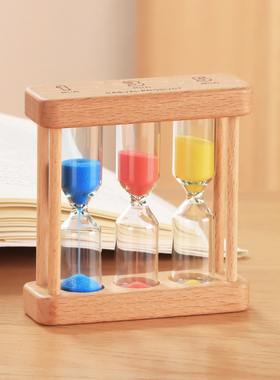 沙漏计时器漏斗儿童3/5/10/30分钟半小时时间创意木质流沙瓶