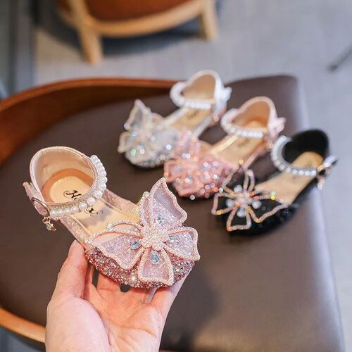 Fashion Style Baby Girl Bow Princess Shoes Pearl Rhinestone