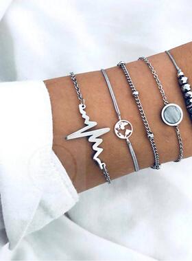 。Personalized ECG black bead map Brlet Beaded bead chain st