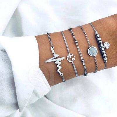 。Personalized ECG black bead map Brlet Beaded bead chain st