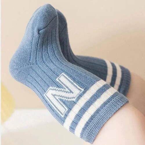 3Pairs/Lot Baby Letter Socks Knit Soft Cotton Sock Kids Long